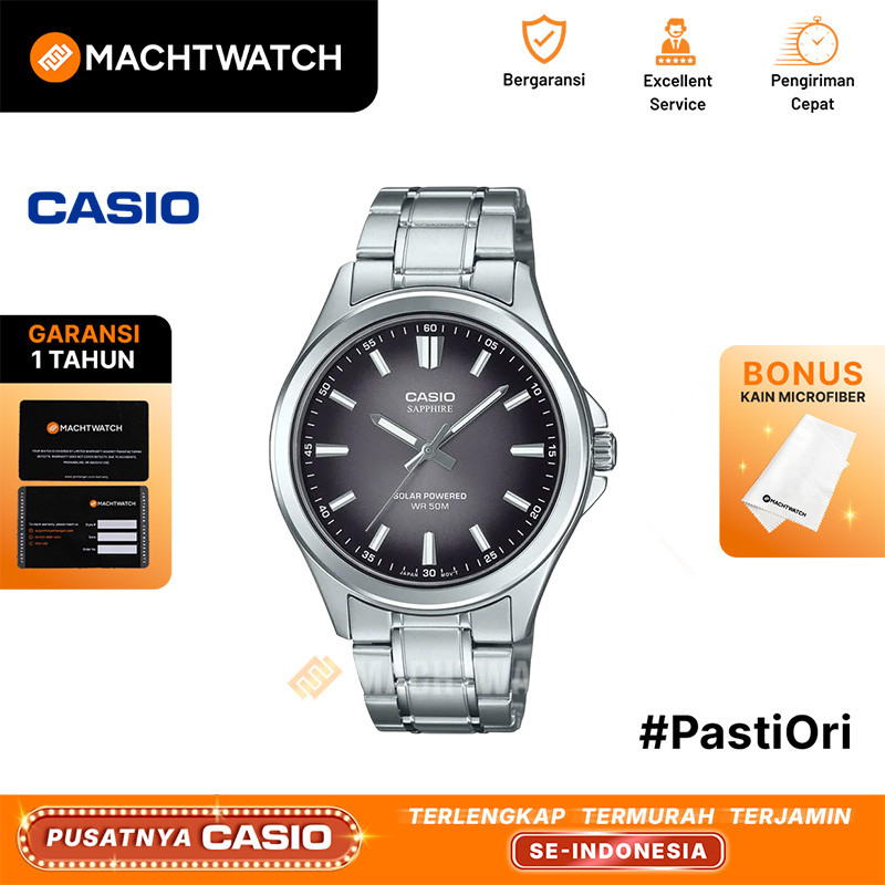 Jam Tangan Pria Casio General MTS-RS100D-1AVDF MTSRS100D MTS-RS100D Black Dial Stainless Steel Band
