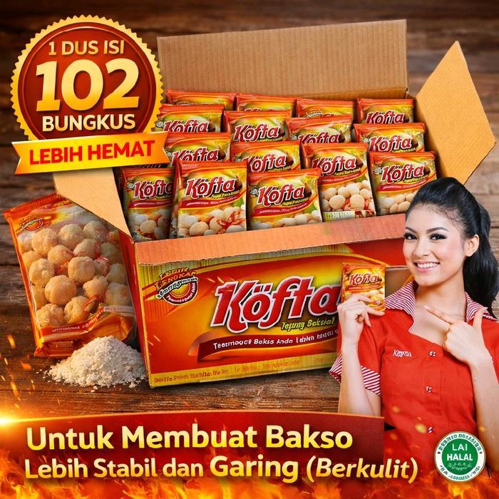 (1 dus/isi 102 bungkus) Kofta Tepung Penggaring Penstabil Pengenyal Bakso Halal Baking