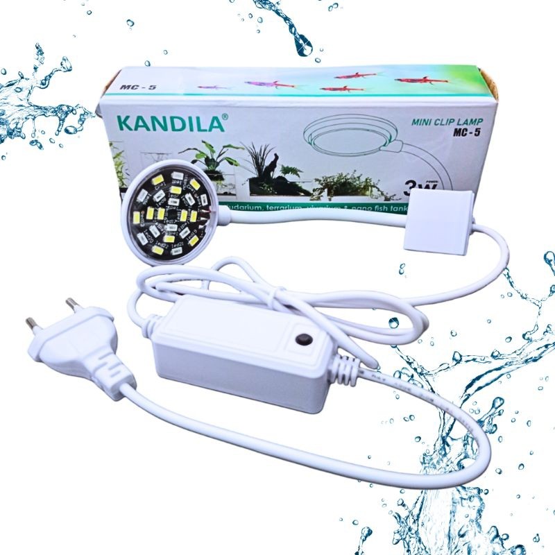 LAMPU JEPIT KANDILA PRO MINI CLIP MC 5 WHITE BLACK LAMPU LED AQUARIUM NANO FISH TANK