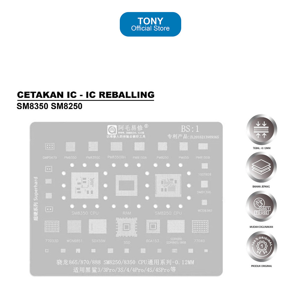 Cetakan IC AMAOE BS:1 - Black Shark 3 3S 4 4S Pro SM8350 CPU Reballing - BS:1