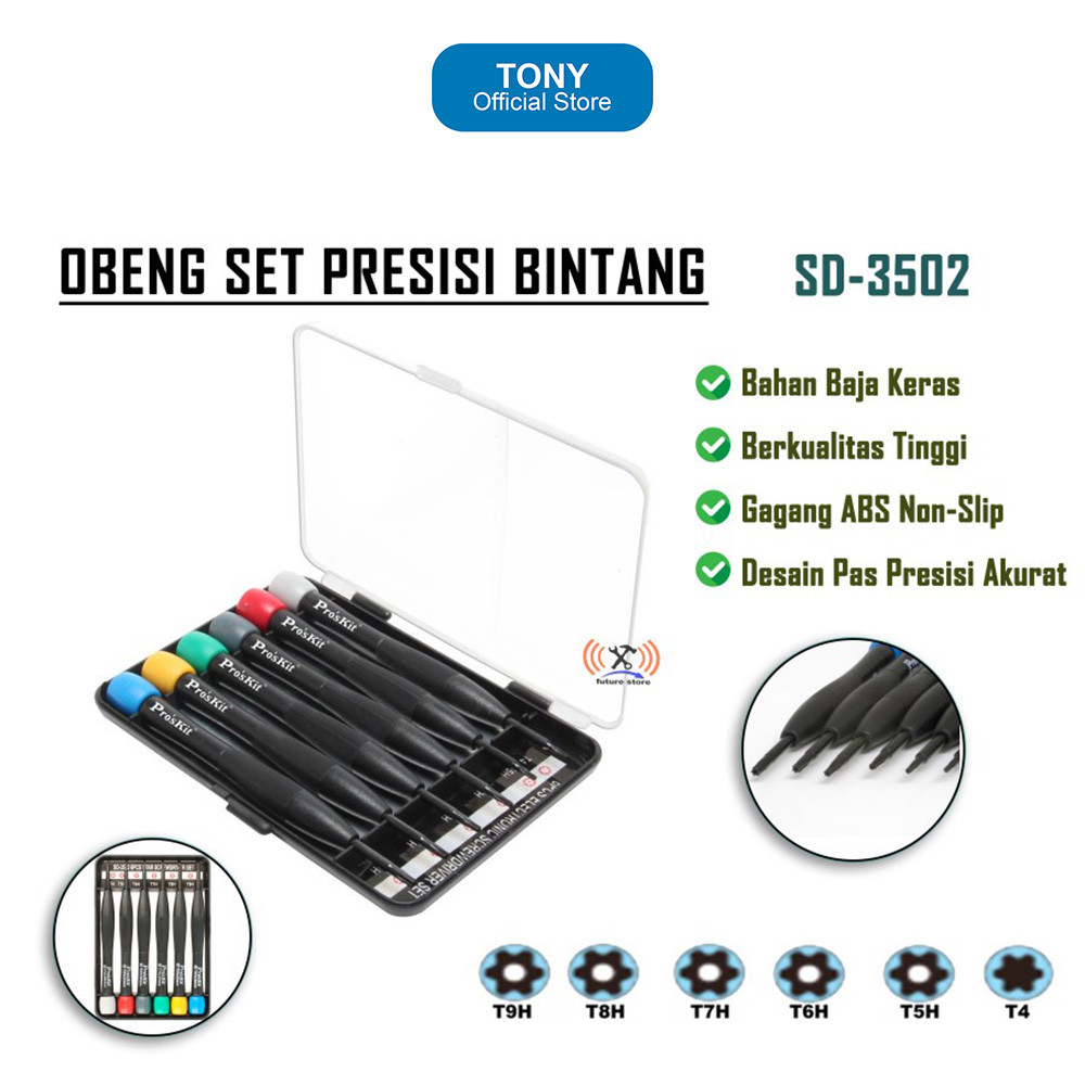 Set Obeng PROSKIT SD-3502 - 6 In 1 Precision Torx T4 for PS3/PS4 - SD-3502