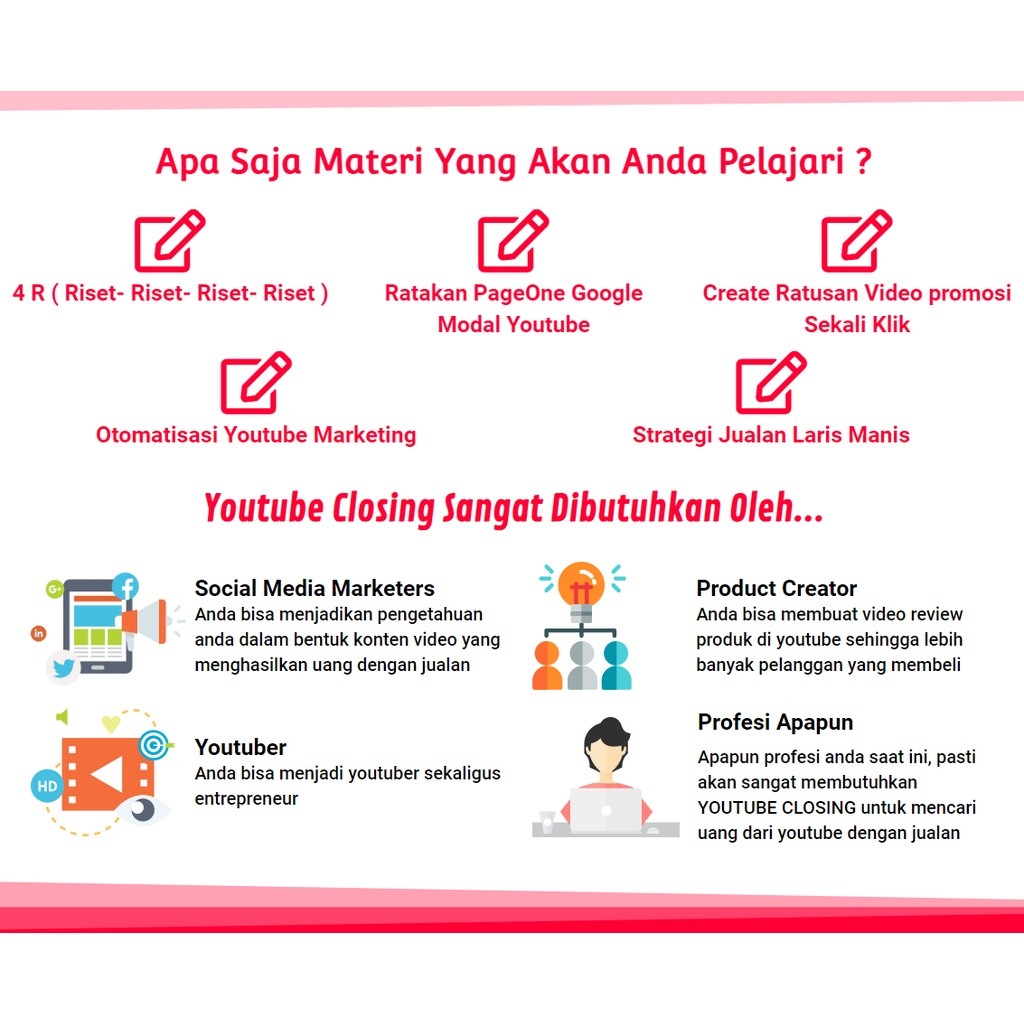 YOUTUBE CLOSING Workshop Online Plus Full Strategi Optimasi Youtube Sebagai Sarana Jualan Online Tan