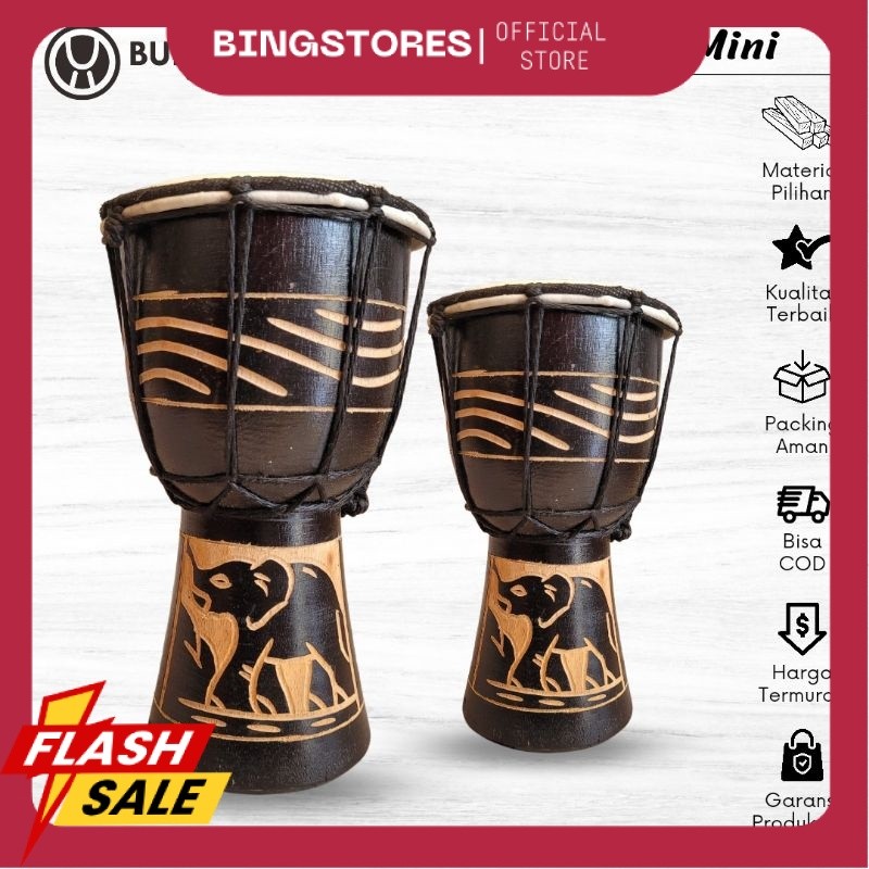Mainan Kendang Jimbe Mini Alat Musik Gendang Jimbe Anak Kecil Motif Ukir untuk Hiasan Souvernir AM
