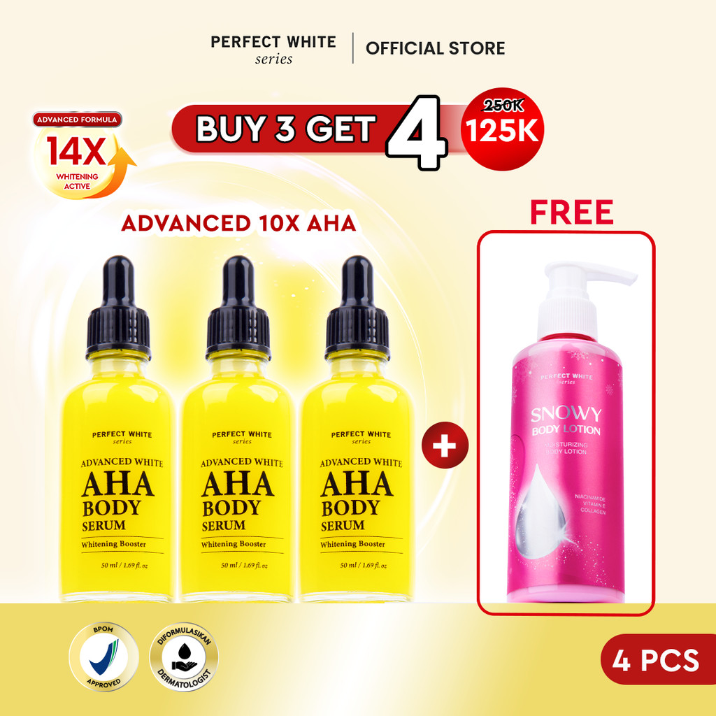 [BUY 3 GET 4] [Free 1pcs Snowy Lotion] PERFECT WHITE 3pcs Advanced 10X AHA Body Serum Whitening Boos