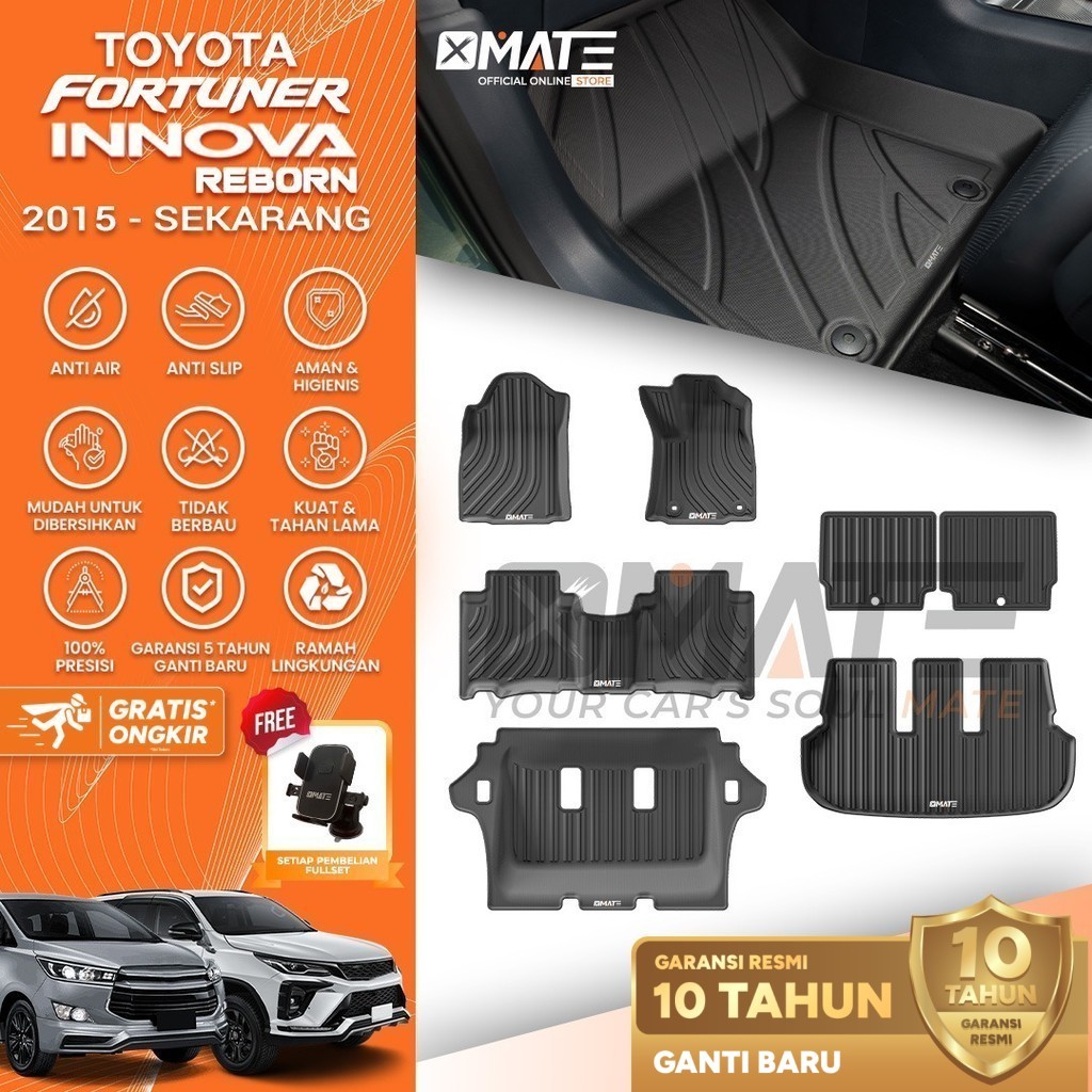 Xmate Karpet Mobil Fortuner/Innova Reborn/Venturer Khusus MATIC 2015-Sekarang Bahan TPE Premium 100%