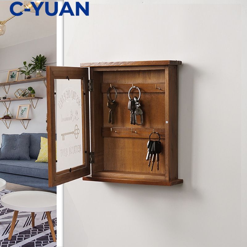 Box Kayu Tempat Kunci London Natural Key Rack Penyimpanan Kunci Kayu Wall Mounted Key Box Organizer