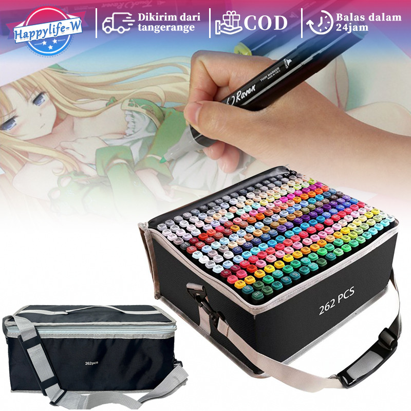 262 Warna Twin Markers Drawing Marker Dual Tip Marker Spidol Umum Spidol Sketch Marker