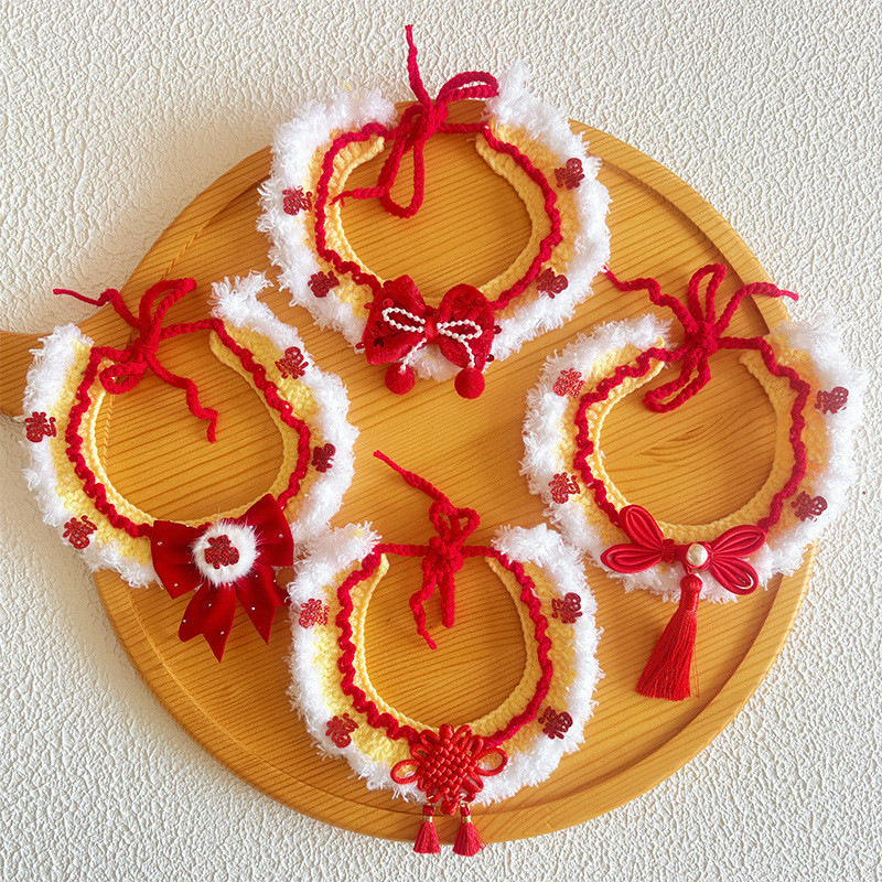 Tail Planet COD  Syal Tahun Baru untuk Hewan Peliharaan, Aksesoris Kucing, Celemek Benang untuk Anji