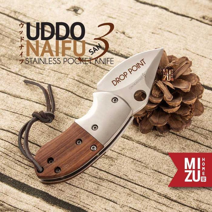 Madurasa5 MIZU UDDONAIFU-SAN Stainless Pocket Knife Pisau Saku Lipat BROWNING - DROP POINT