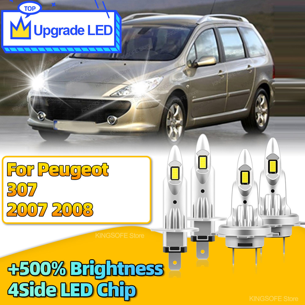 2/4Pcs LED Car Headlight 180W Powerful Light Bulb H7 H1 6000K Plug and Play For Peugeot 307 2007 200