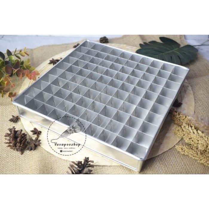 Loyang Brownies Sekat 100 / Loyang Brownies Bites / Loyang Kue Potong Sekat - 20x20x4 cm