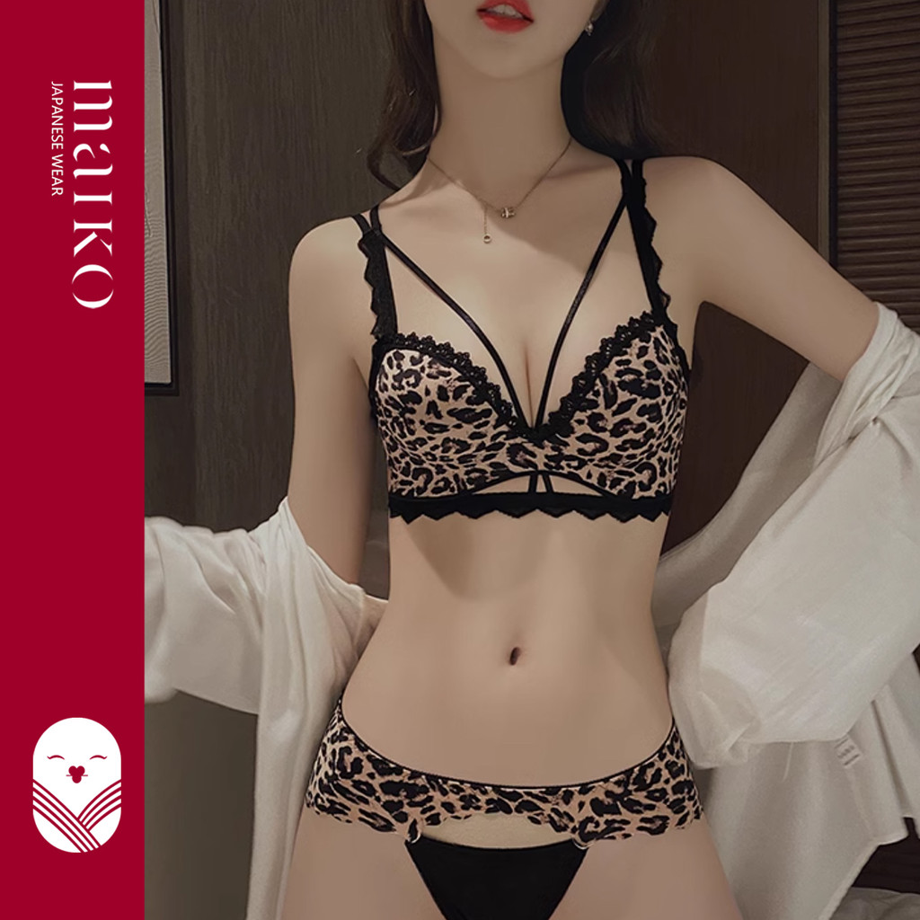 [ MAIKO JAPAN ] Nadia Bra Set Push Up Tanpa Kawat Celana Dalam Wanita Bh CD Motif Renda Bunga Import