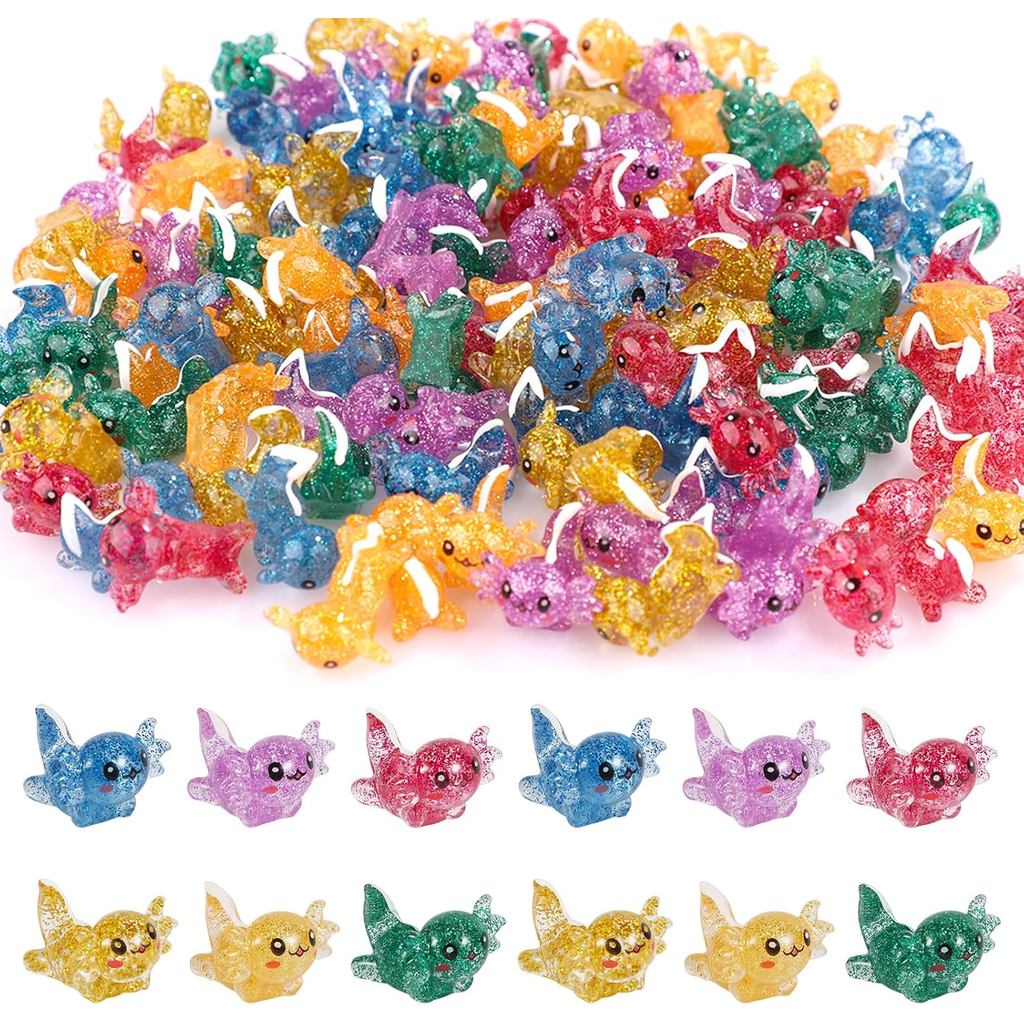 10/20pcs Mini Resin Axolotl Random Color Miniature Glitter Axolotl Tiny Animal Figures Ornament for 