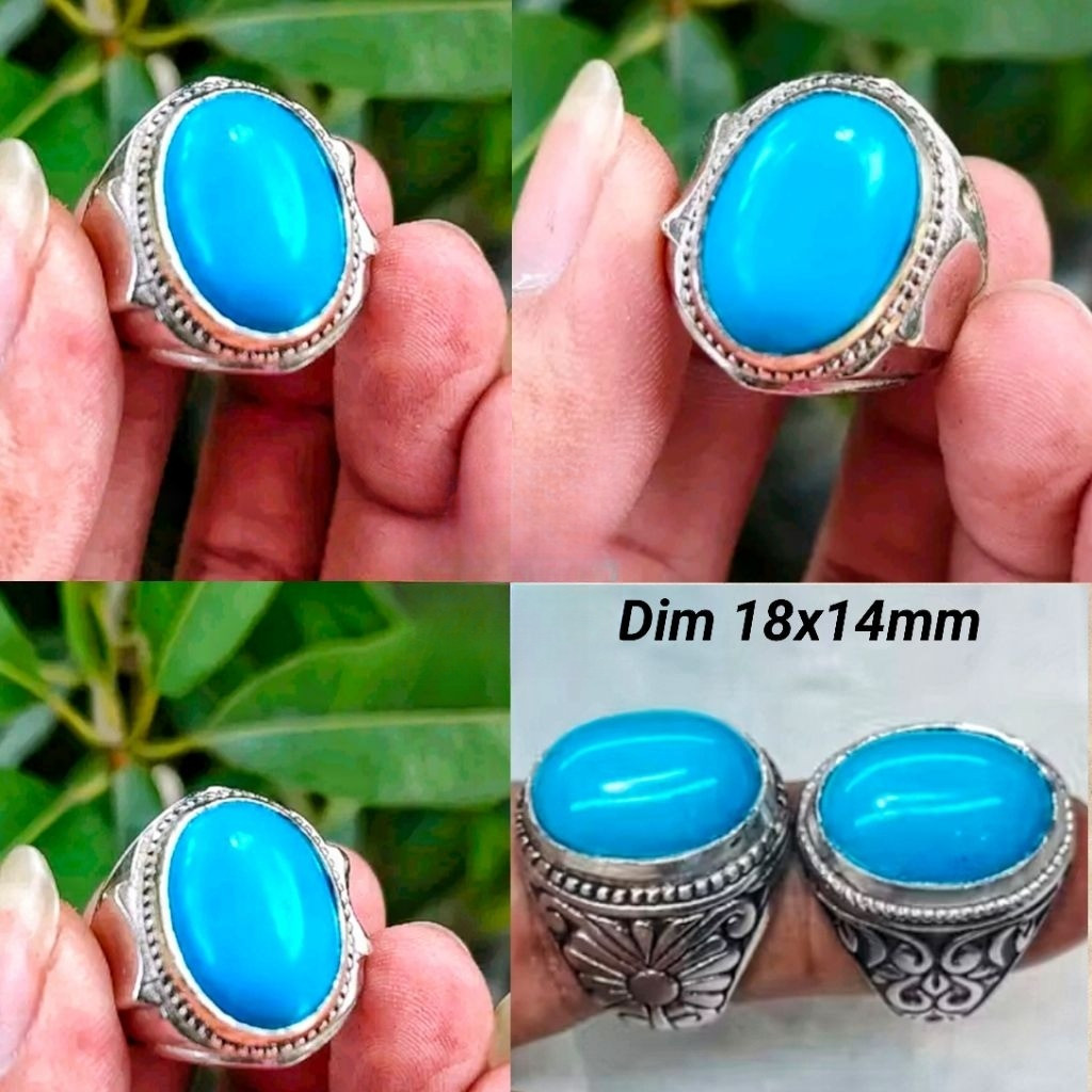 CINCIN BATU PIRUS MESIR BIRU FANCY POLOS HG RING ALPAKA SUPER