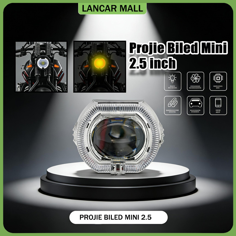 Projie Biled Lampu Tembak Mini 2.5 Inch - Waterproof High Low Beam, Cocok Motor Mobil, Lampu Univers