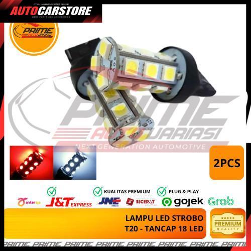 [ ACSports ] Bohlam Lampu Rem T20 LED 18 led K2 Tanam - Lampu sen T20 kaki 2 - 2pcs - PUTIH