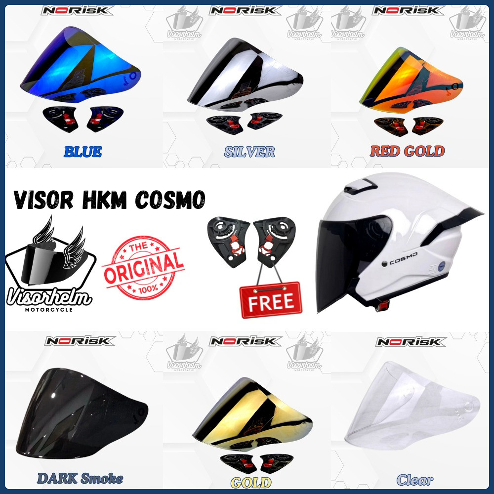 Visor / Kaca Helm HKM Cosmo Iridium Original Norisk Free Rachet New
