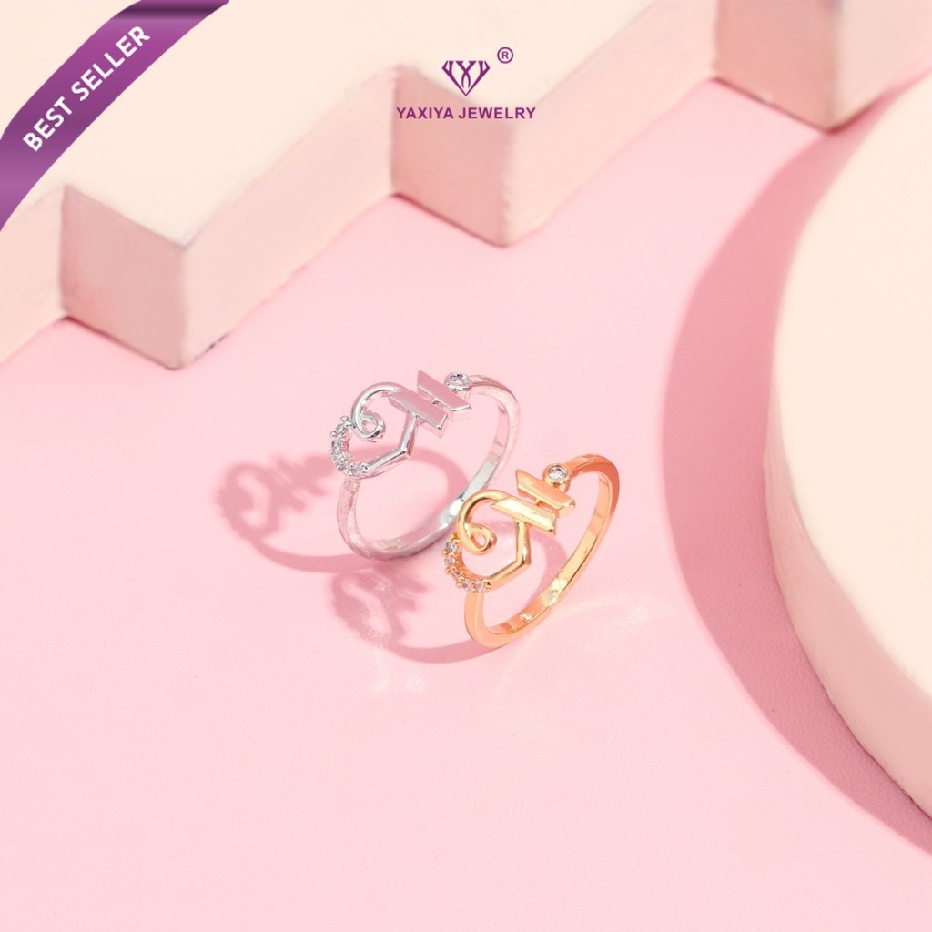 Yaxiya Cincin Wanita BTS Permata Perhiasan Lapis Emas 18K 971