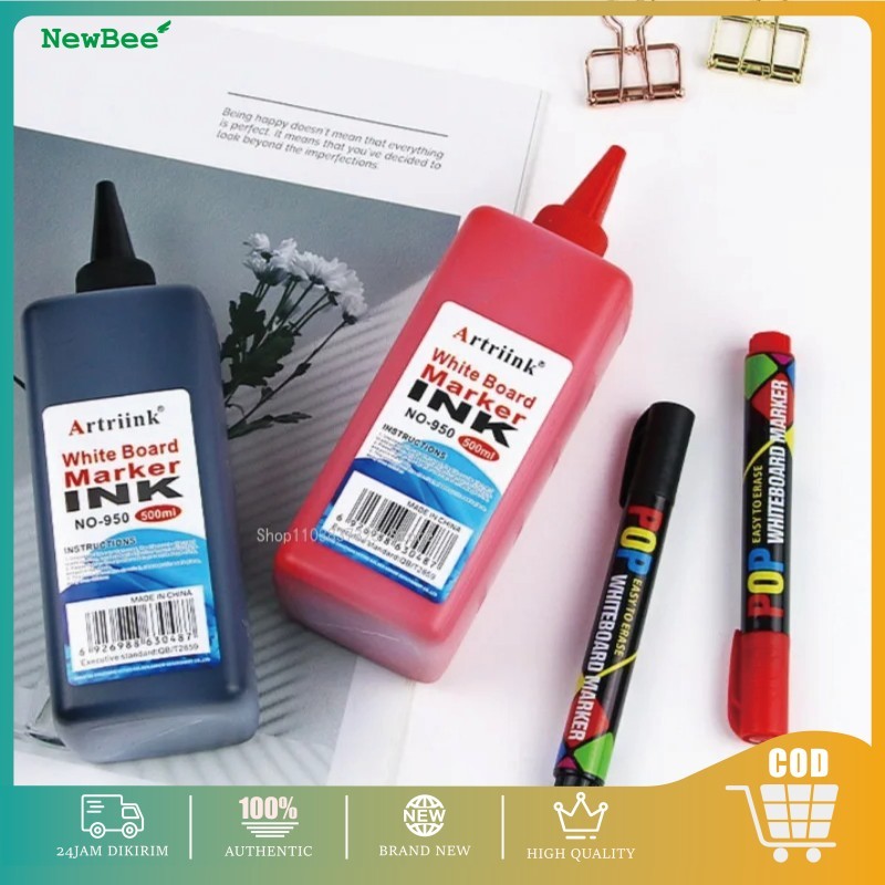 500ML Isi Tinta Spidol Permanen Tinta Refill Spidol Refill Tinta Spidol Hitam/Biru/Merah Tinta Spido