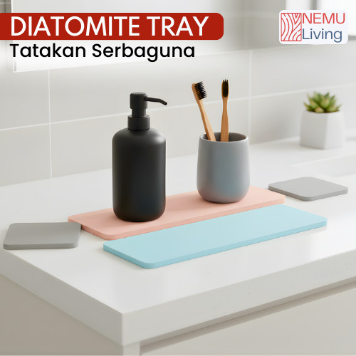 Diatomite Tray Tatakan Botol Sabun Gelas Coaster Aesthetic Tempat Alat Mandi