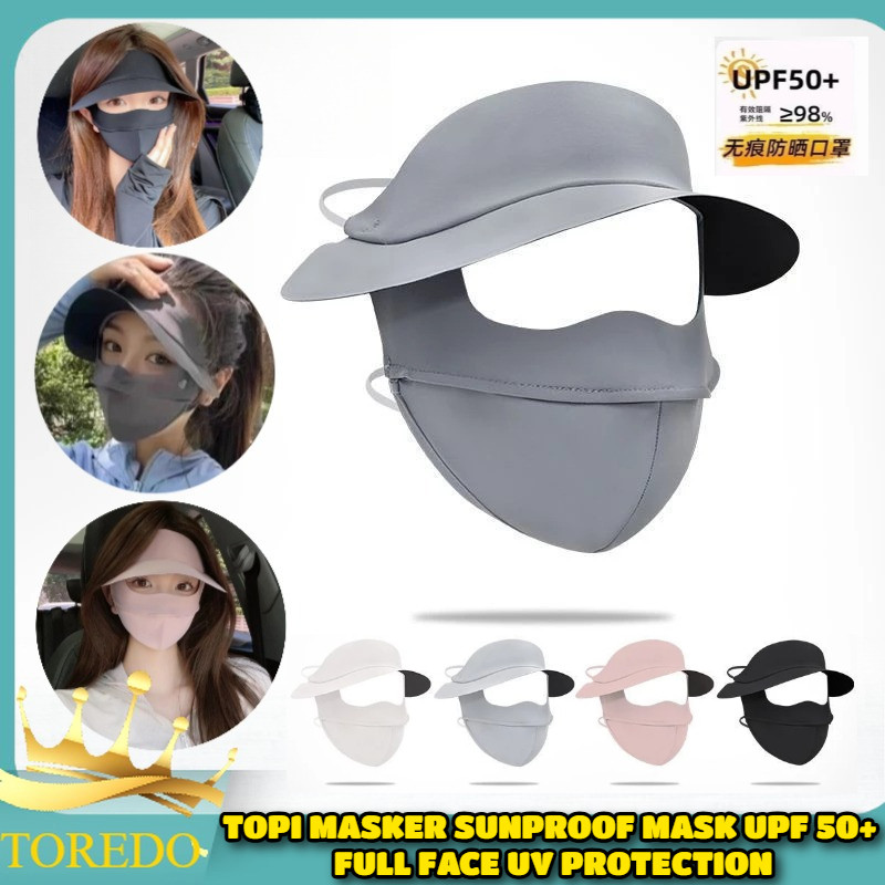 Topi Masker Sunproof Mask Upf 50+ Masker Anti Uv Plus Topi Full Face Mask Uv Protection