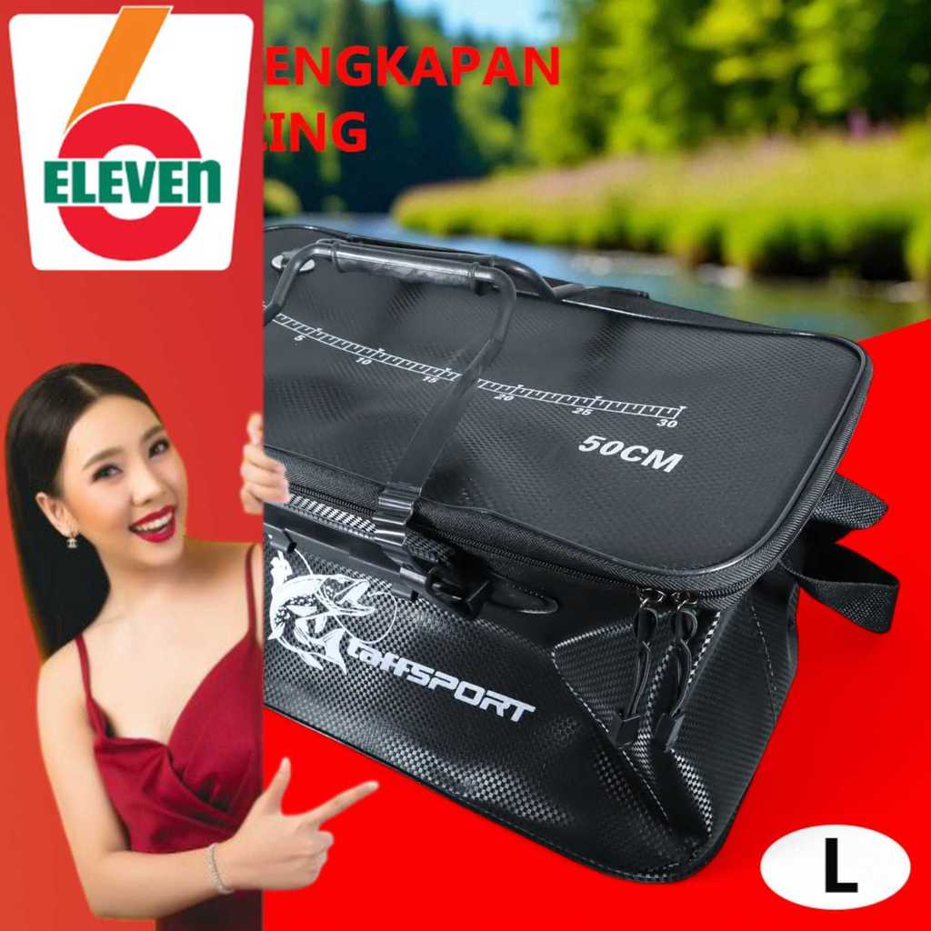 6ELEVEN - TaffSPORT Tas Perlengkapan Memancing Foldable Fishing Bucket EVA - INU121