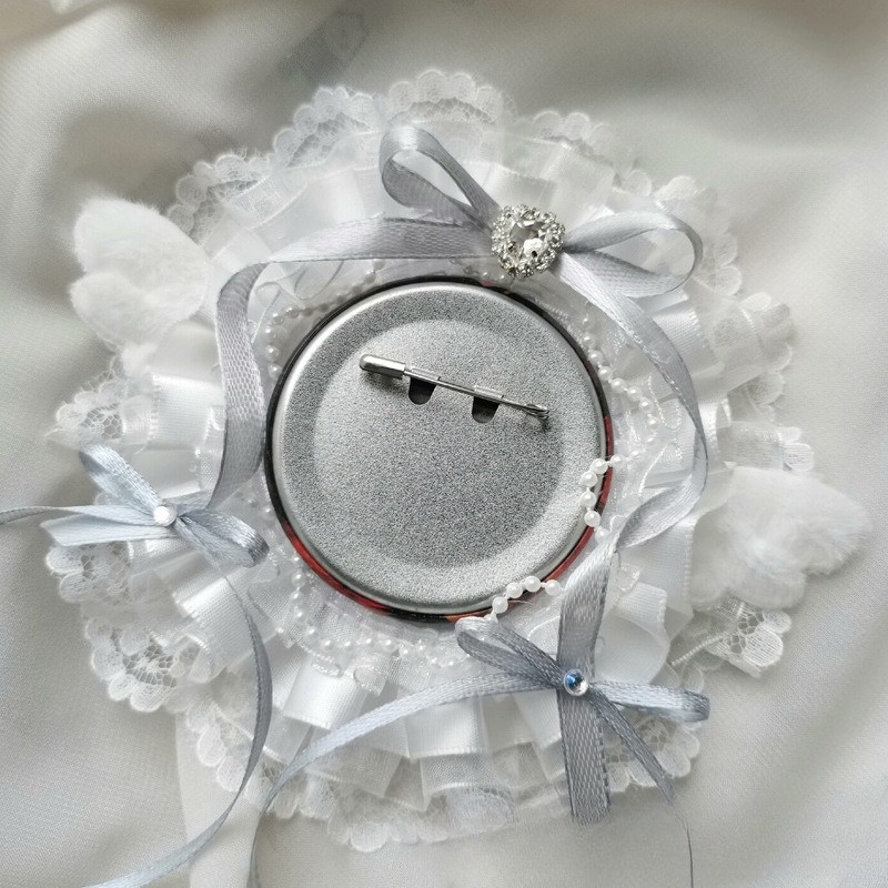 Cute Fashion Anime Badge Pin Holder Set Sweet Lace 58-75mm Itabag splay Case Badge Clip Bracket Deco