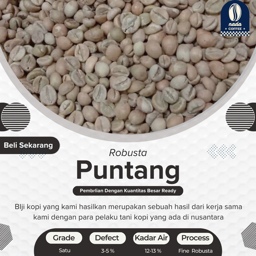 green Bean  biji kopi Robusta Puntang - Fine - 1kg
