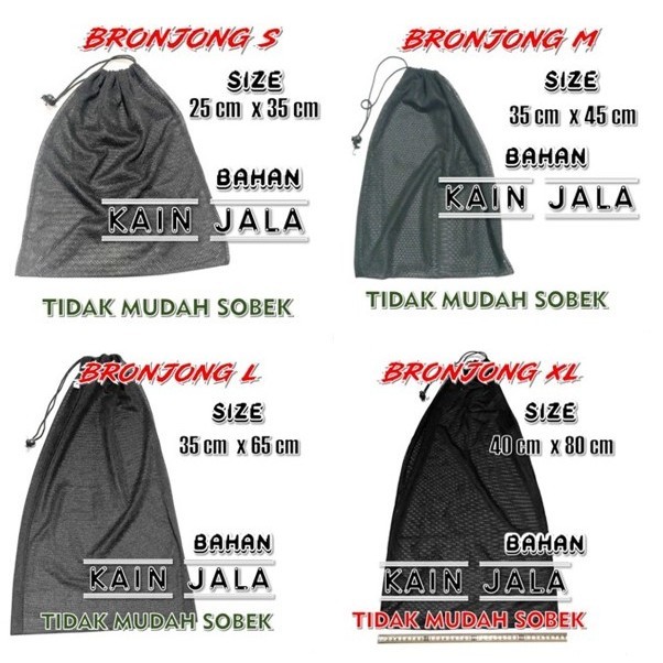 kantong ikan size S | M | L | XL ( lemes & lentur ) bronjong ikan tempat ikan hava ikan ronjot ikan 