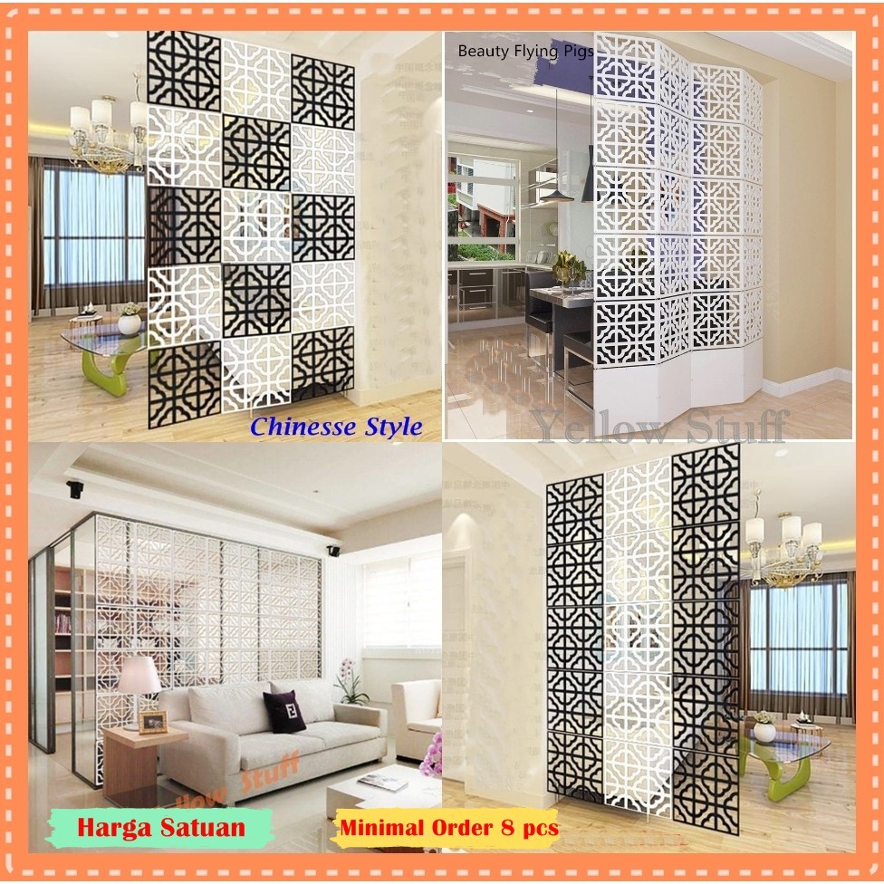 PENYEKAT RUANGAN PARTISI RUANGAN MINIMALIS TIRAI PEMBATAS RUANGAN DEKORASI DINDING CHINESE STYLE