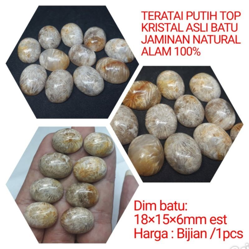 BATU CINCIN TERATAI PUTIH TOP KRISTAL ASLI NATURAL 100%