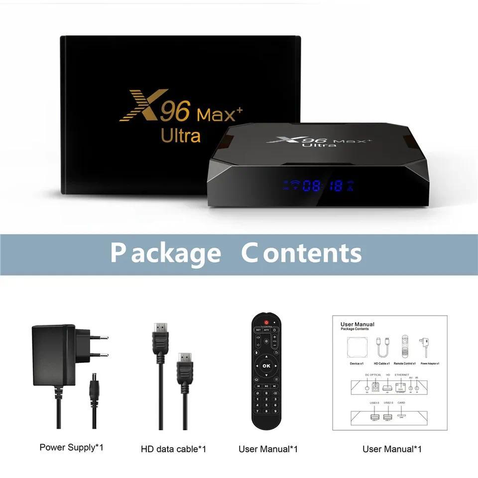 X96 MAX Plus Ultra 8K TV Box Android 11 Amlogic S905X4 Quad Core 4GB 64GB AV1 Mea Player Dual Wifi B