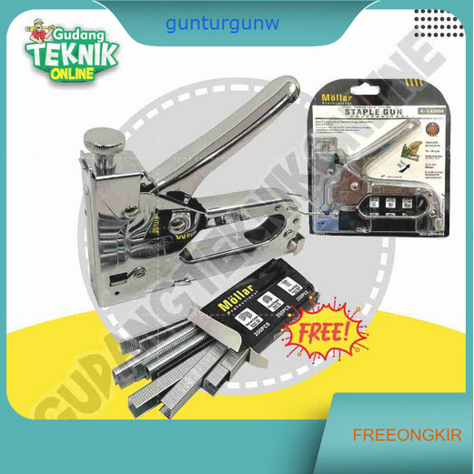 MOLLAR Staples Gun 3 in 1 - Hekter Staples Tembak Jok Paku Tembak Manual Hand Tacker Staples Manual