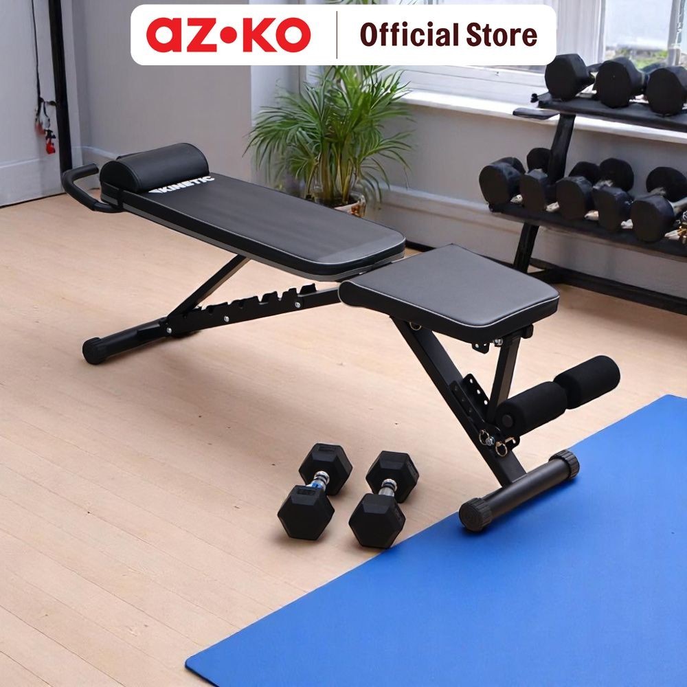 AZKO Kinetic Dumbbell Bench Multifungsi - Hitam Kursi Barbel Alat Fitness Alat Gym Peralatan Angkat 