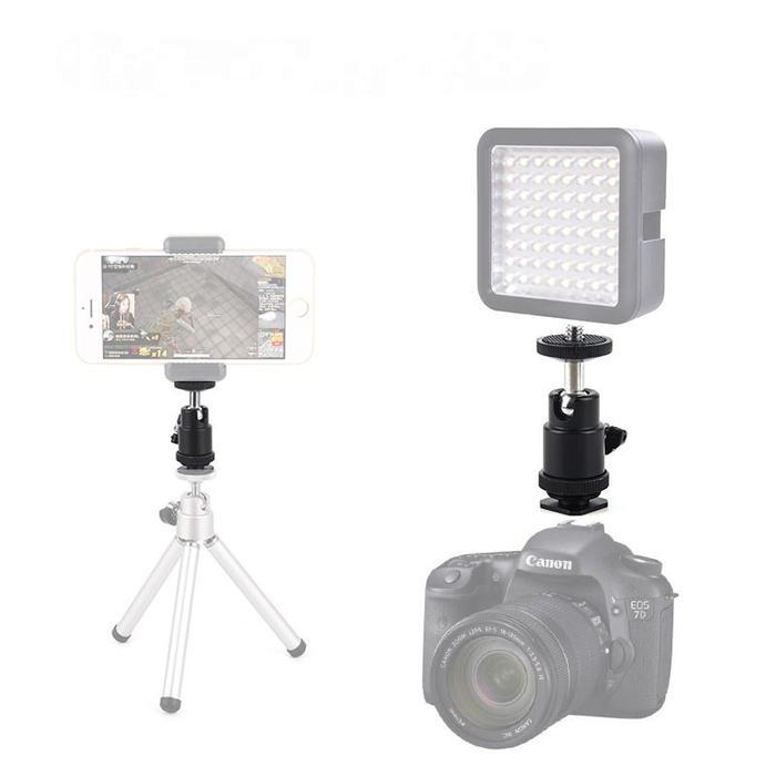 Mount Ball Head Tripod Kamera 1/4 Universal 360° Rotasi Dudukan Hot Shoe Adapter untuk DSLR HP LED L