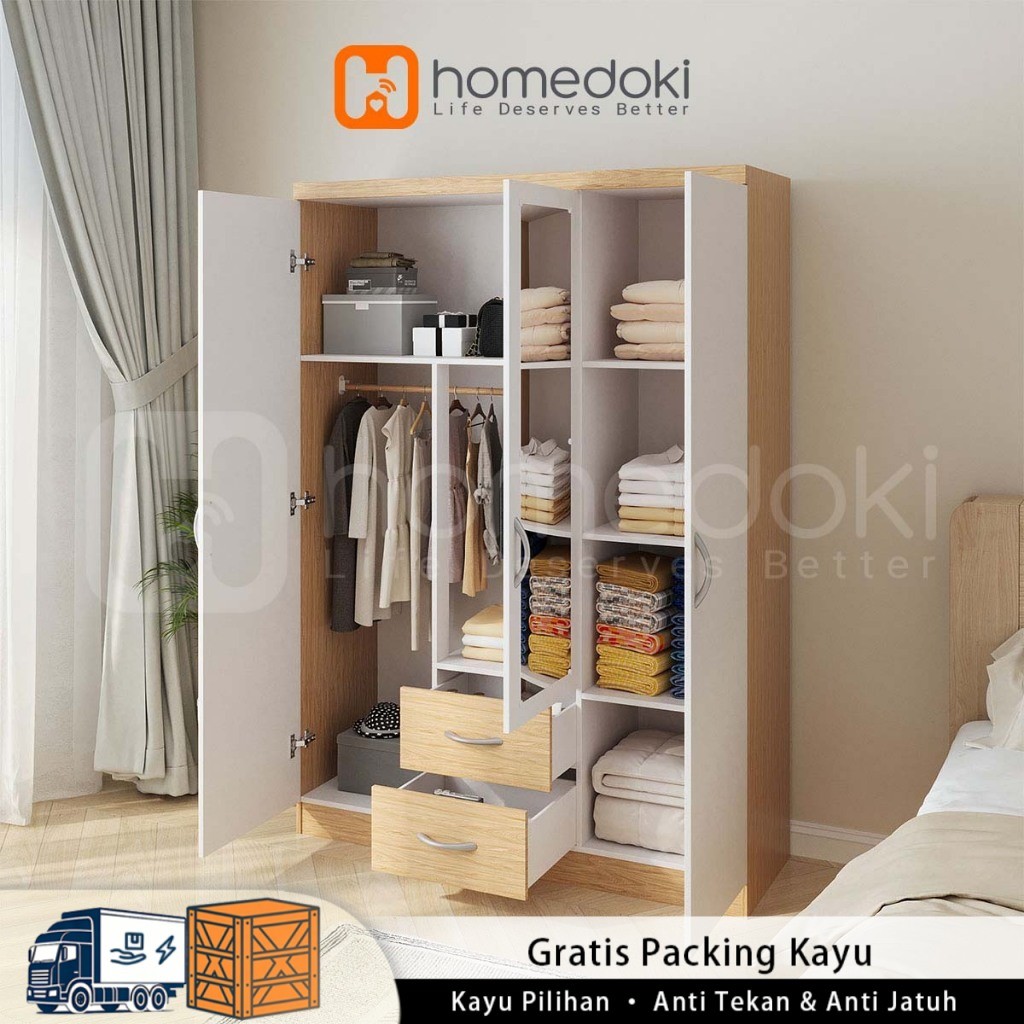 Homedoki Lemari Pakaian Besar/Lemari Pakaian/Lemari Baju/Lemari Baju Minimalis/Lemari Pakaian Esteti