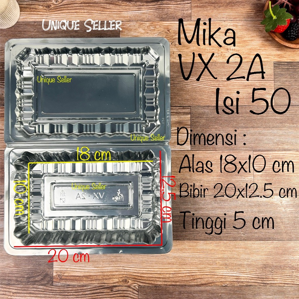 [Isi50] Mika 2A VIP Tebal Uk 20x12.5x5 cm / Mika Tempat Wadah Nasi Kuning Ayam Bakmi Bihun Ayam Gore