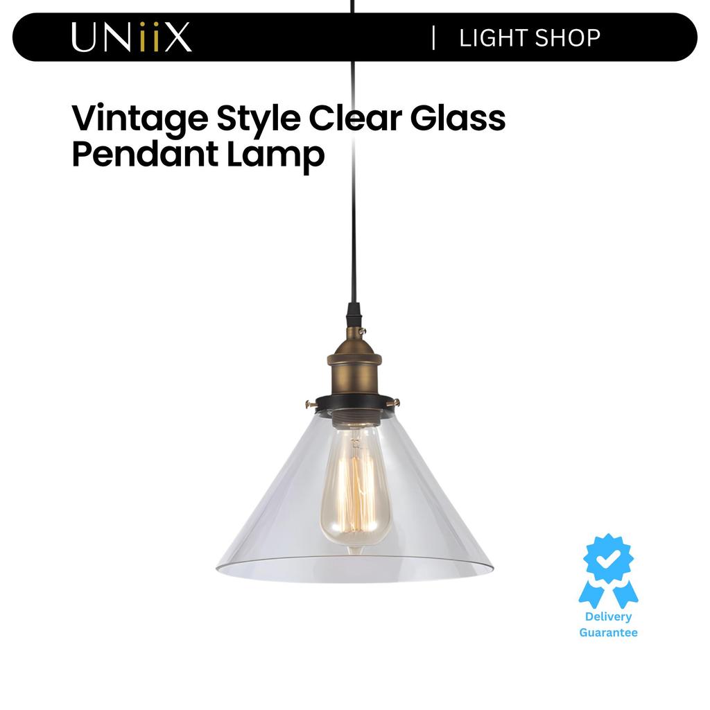 UNiiX - LG6056 | Lampu Gantung Vintage Kaca Bening Lampu Gantung Meja Makan Vintage Lampu Gantung Me