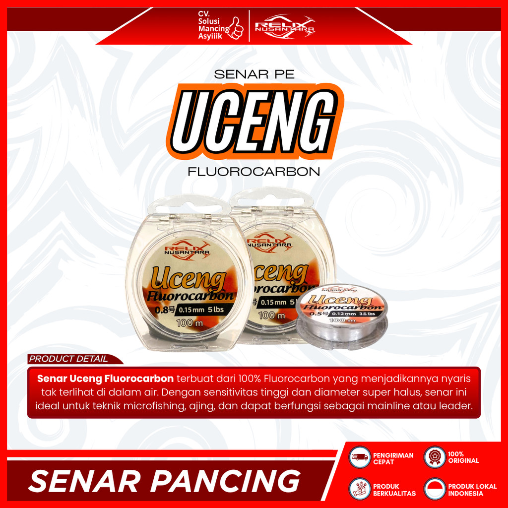 SENAR RELIX NUSANTARA UCENG FLUOROCARBON | 100M | LEADER | NYLON | 100% FLUOROCARBON | 3.5lb | 5lb