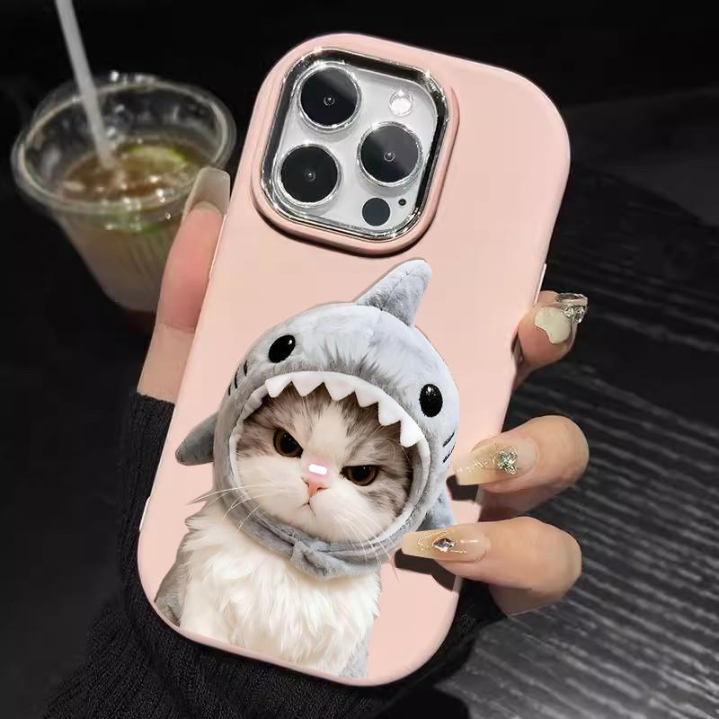 Casing Ponsel For Samsung Case A32 5G A34 M32 Oval Frame Chrome Lucu Kucing Softcase Handphone