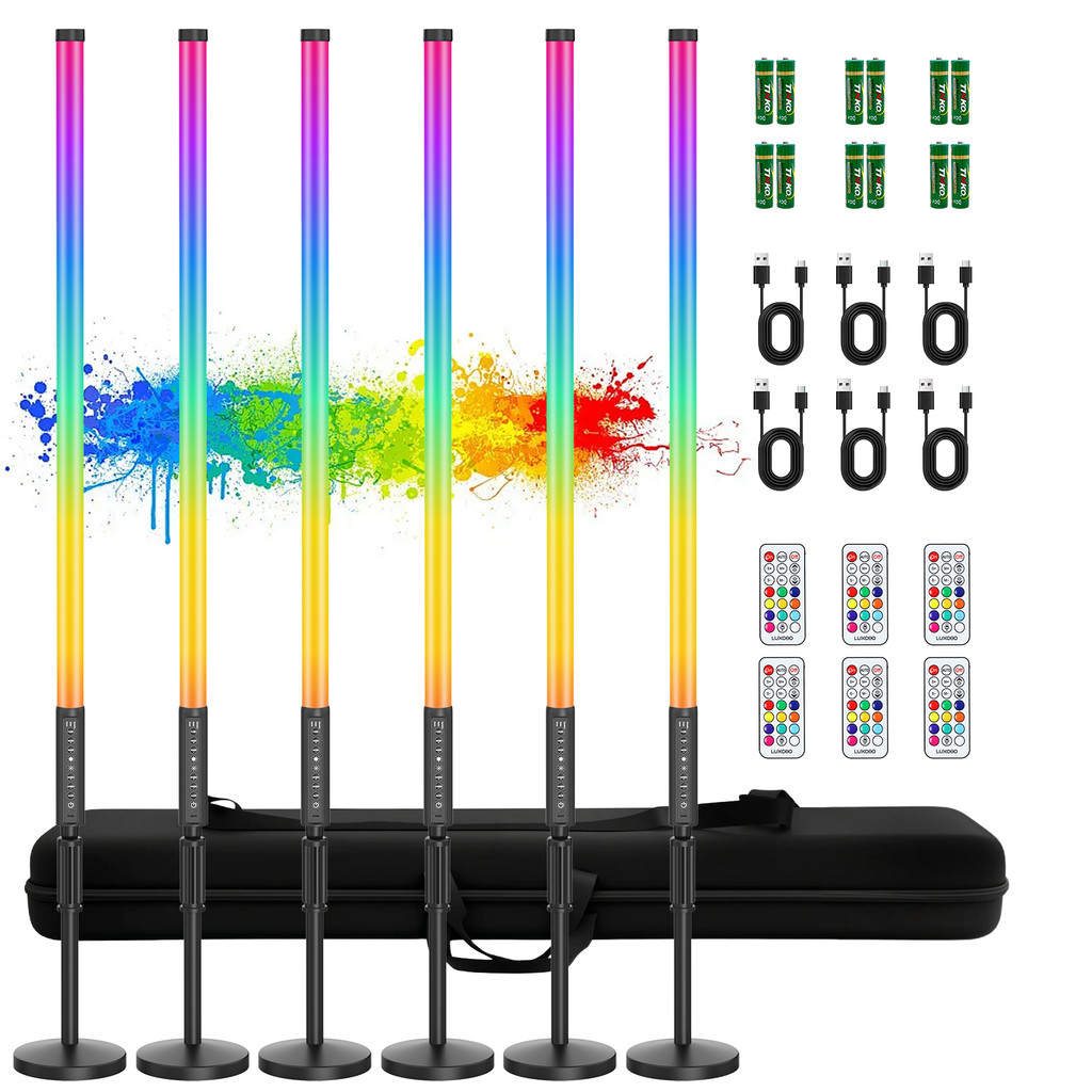 LUXCEO 6pcs Set RGB Light Sticks,Home Decor lighting LED Mood light for DJ,Music Club,Stage,ristmas 