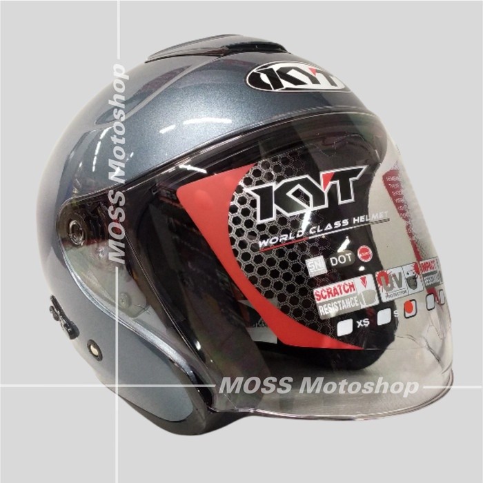 Helm KYT Kyoto Solid All Grey Abu Abu Muda | Halfface | Original