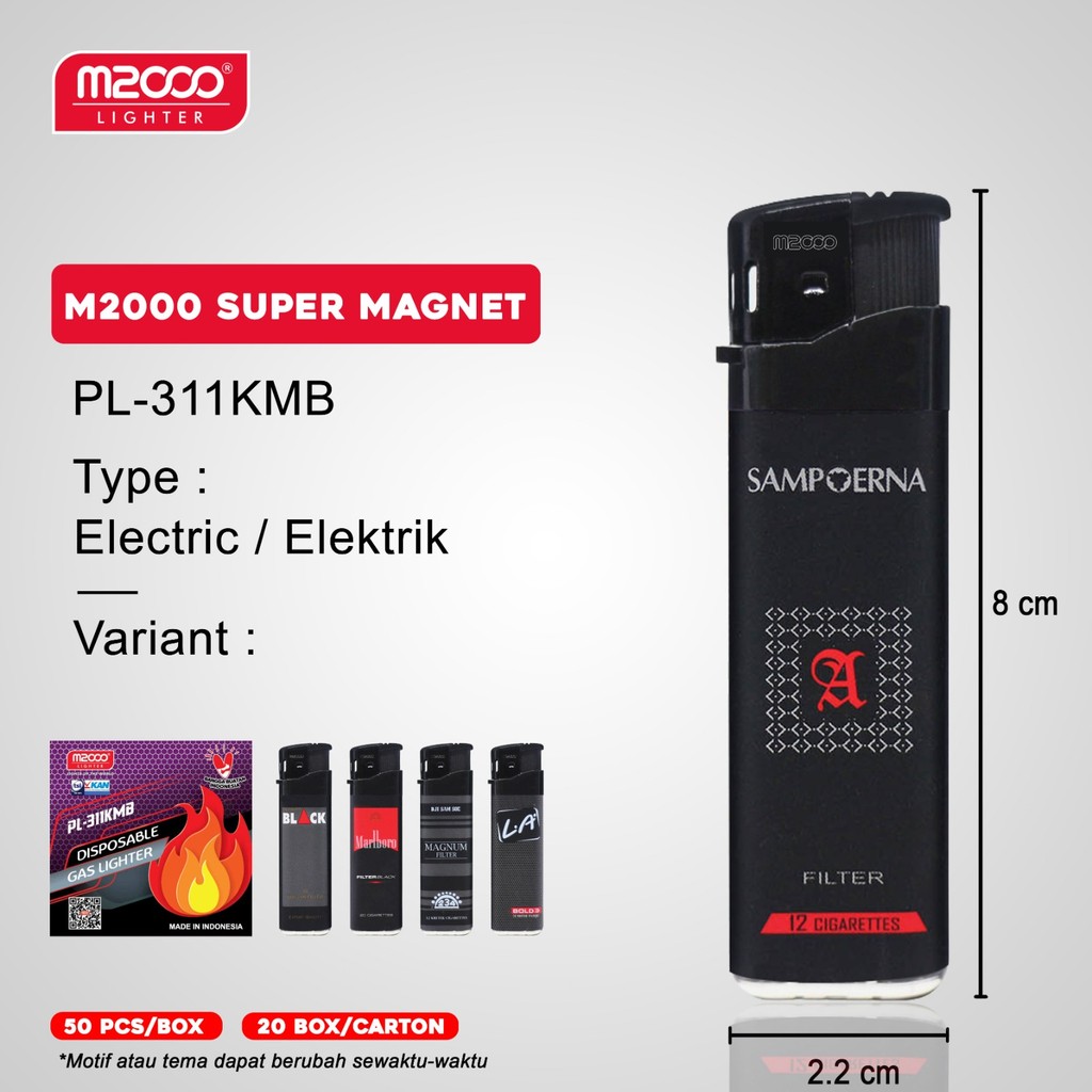 M2000 korek magnet rokok black series hitam kemasan 1 box 50pcs - PL-311KMB