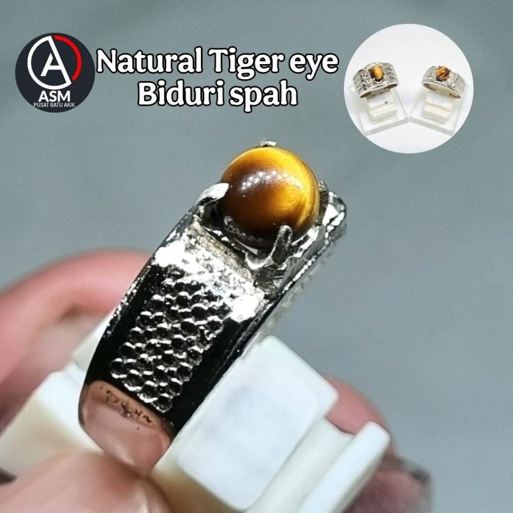 Natural Tiger eye Biduri sepah / cincin batu akik Natural pria wanita