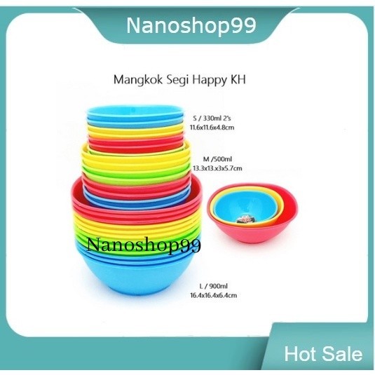 Mangkok Segi Plastik Murah KH Happy L