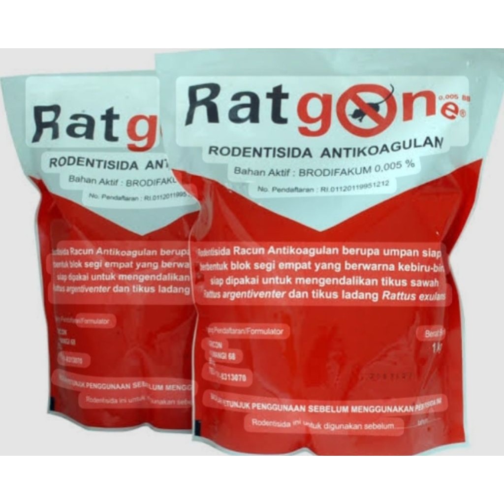 Ratgon 1 kg adalah rodentisida antikoagulan siap pakai berbentuk blok biru untuk membasmi berbagai j