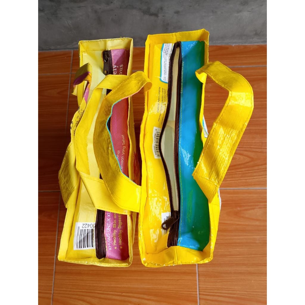 Tas karung serbaguna resleting tas Laundry Tas Karung Besar kuat kerajinan daur ulang kuat