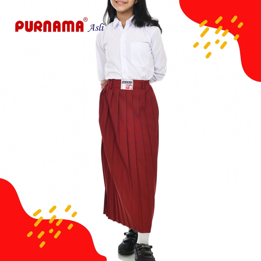 [CUCI GUDANG] Purnama Asli - Seragam Rok Plisir Panjang Merah Sekolah Dasar (SD)