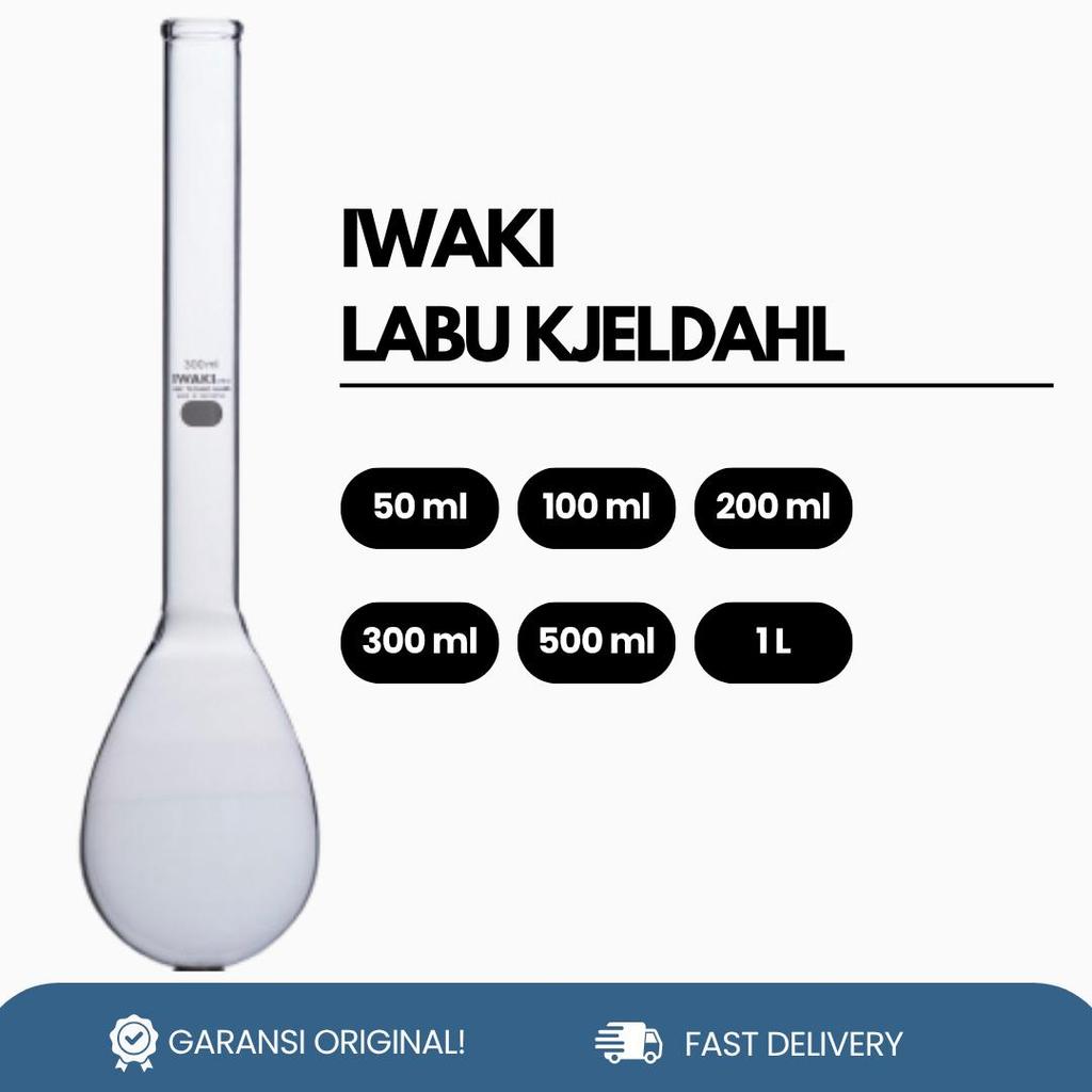 Labu Kjeldahl Flask IWAKI 50 ml, 100 ml, 200 ml, 300 ml, 500 ml, 1 L