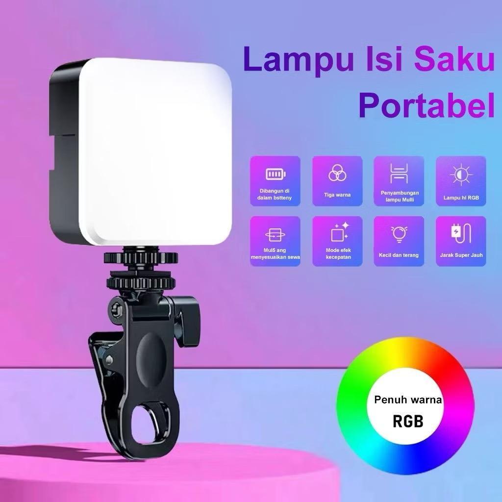 SR25 - PINZY LED Cube RGB dan Non RGB Lampu Selfie Live Video Portabel untuk Kamera Mini dengan